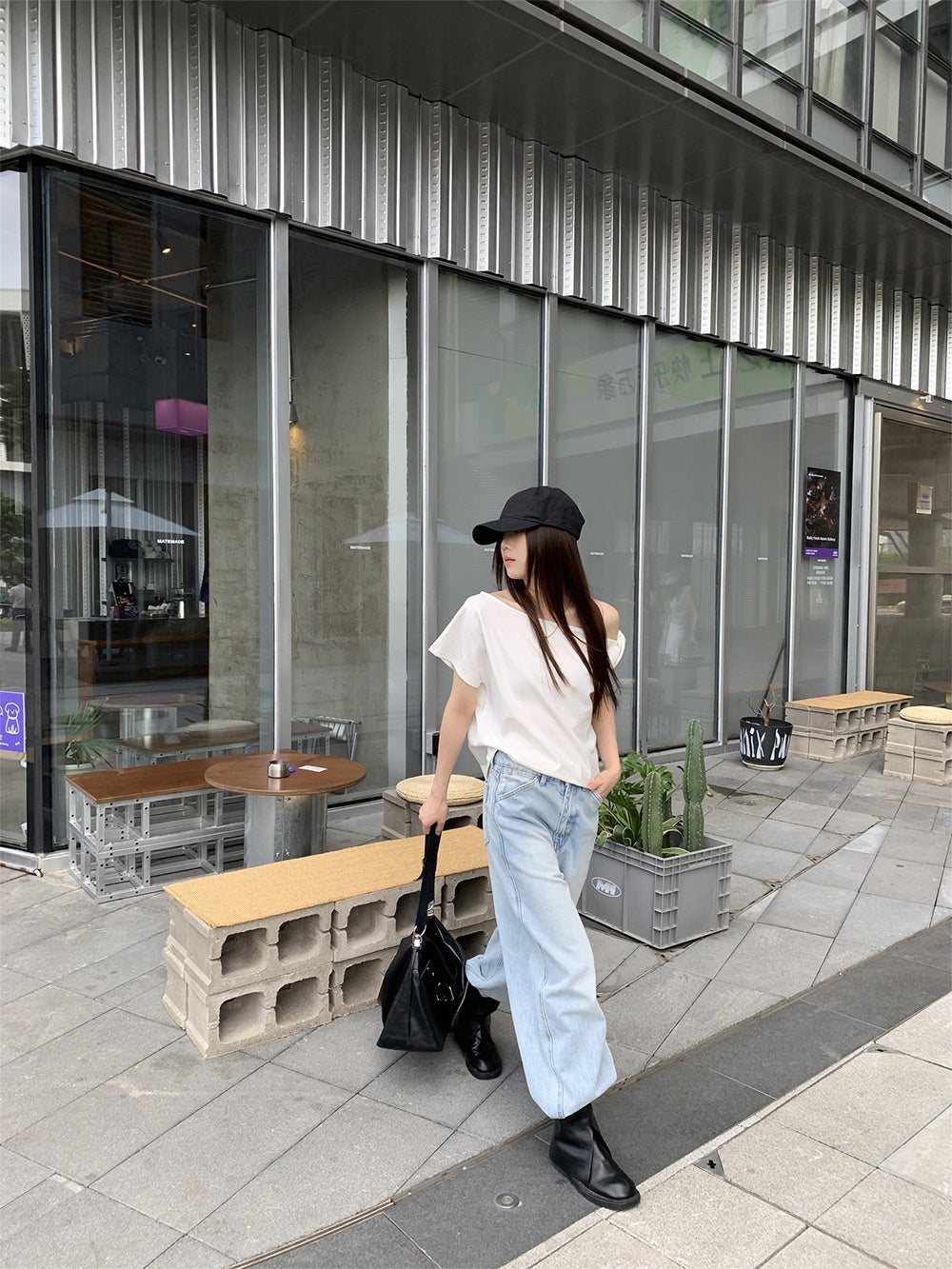 Loose Fit Relaxed Denim Pants for Women - Vintage Slimming Bootcut Trousers