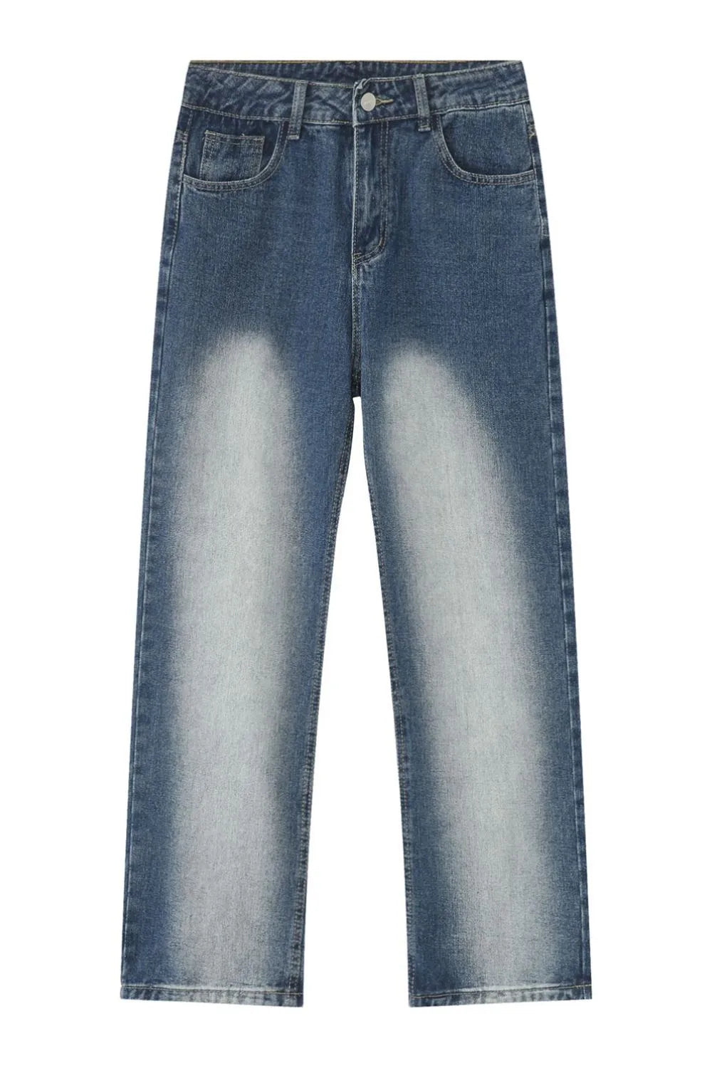 Premium Men's Washed Straight Leg Jeans - Japanese Denim