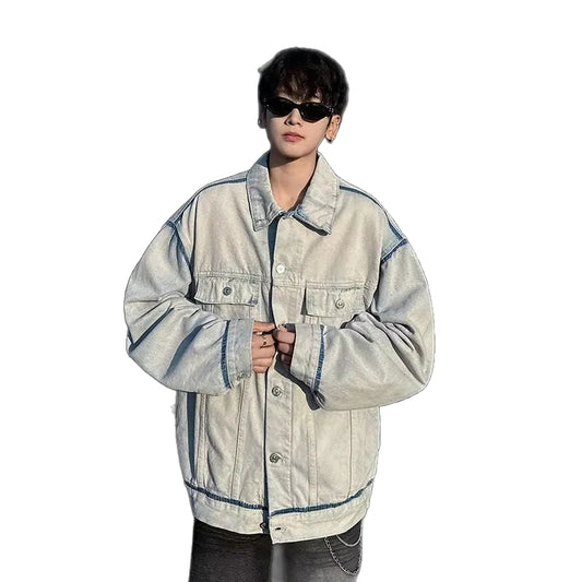 Men's Loose and Versatile Workwear Denim Jacket