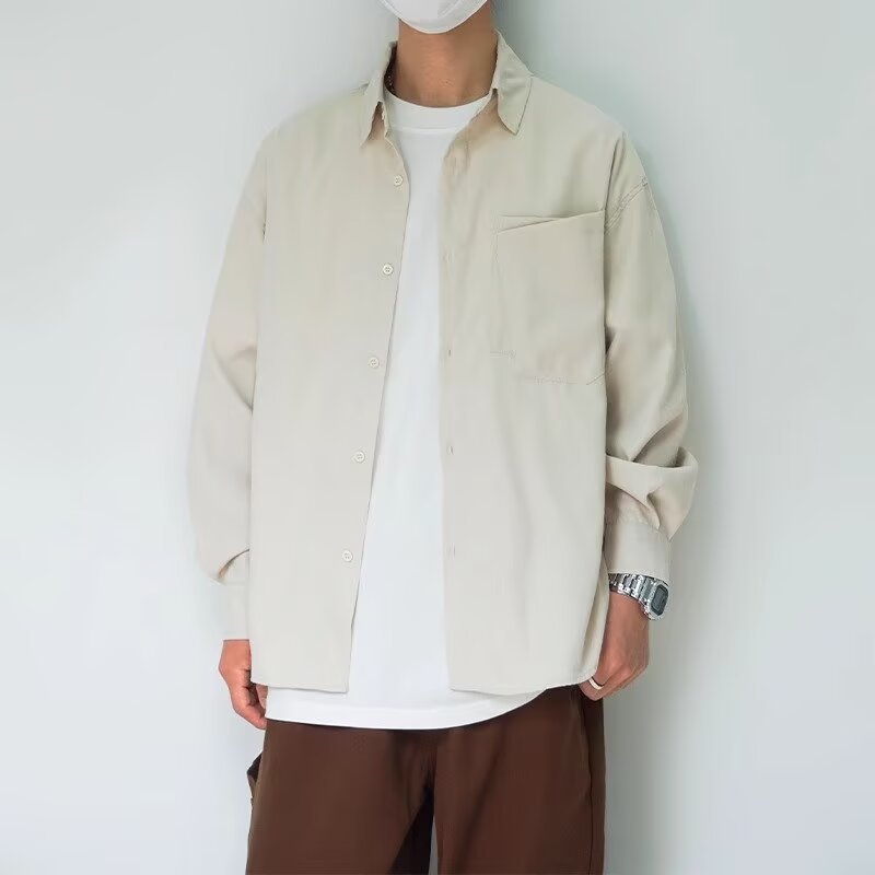 Solid Color Simple Business Casual Long Sleeved Shirt for Men