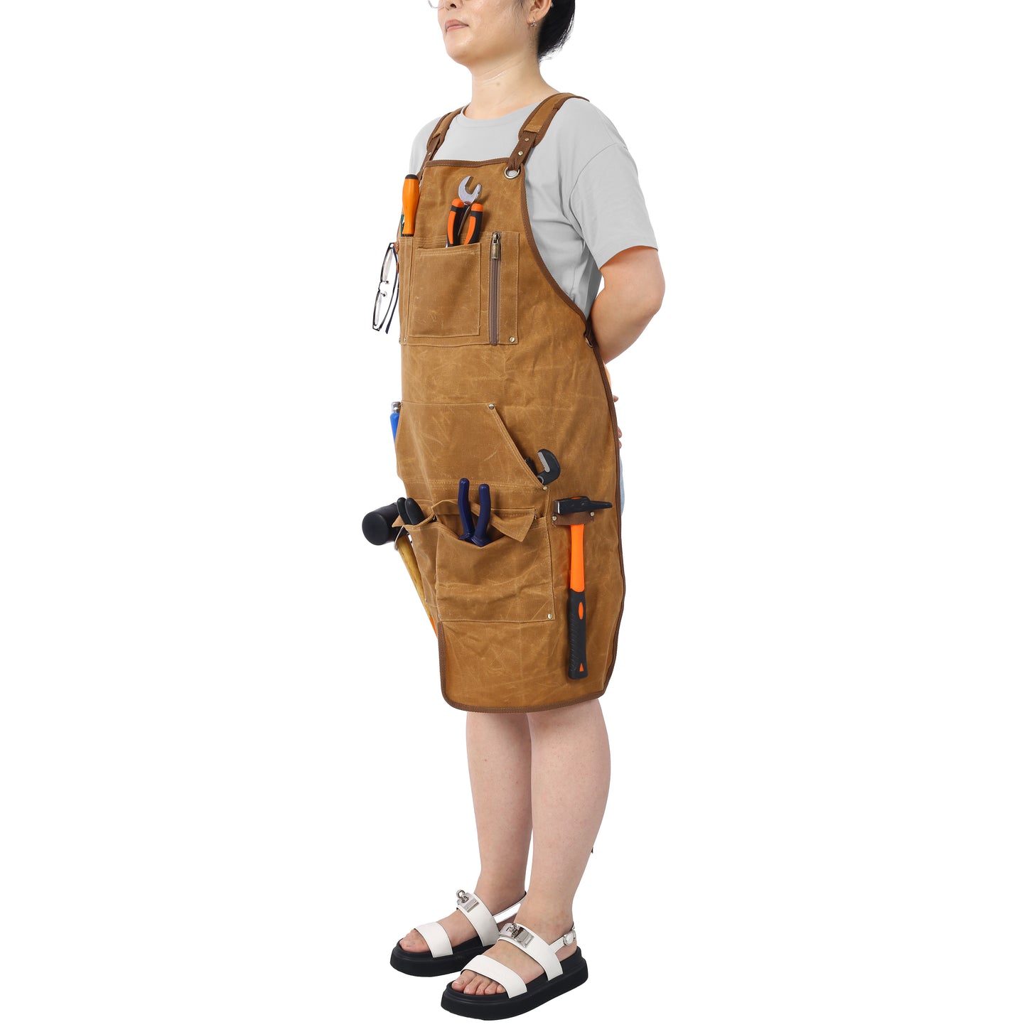 Heavy-Duty Waxed Canvas Carpenter Tool Apron - 18 oz