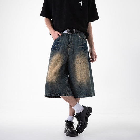 Wide Leg Cropped Jeans with Willow Nails - Casual Straight Leg Pants