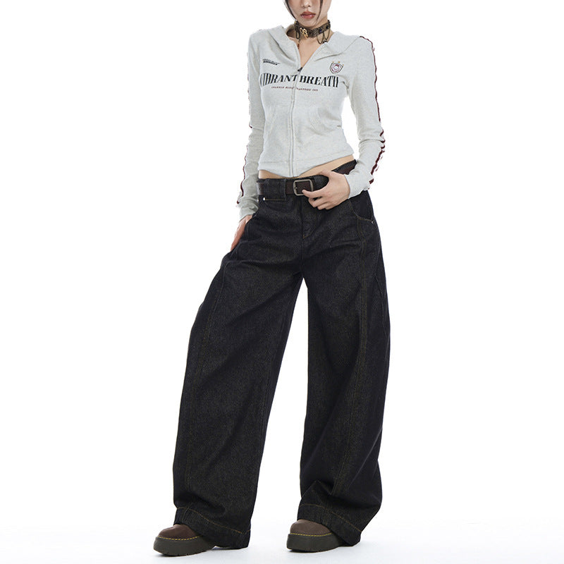 Women's Wide-Leg Straight Loose Denim Pants