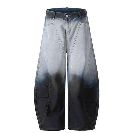 Gradient Splash Ink Wide Leg Jeans for Spring and Summer