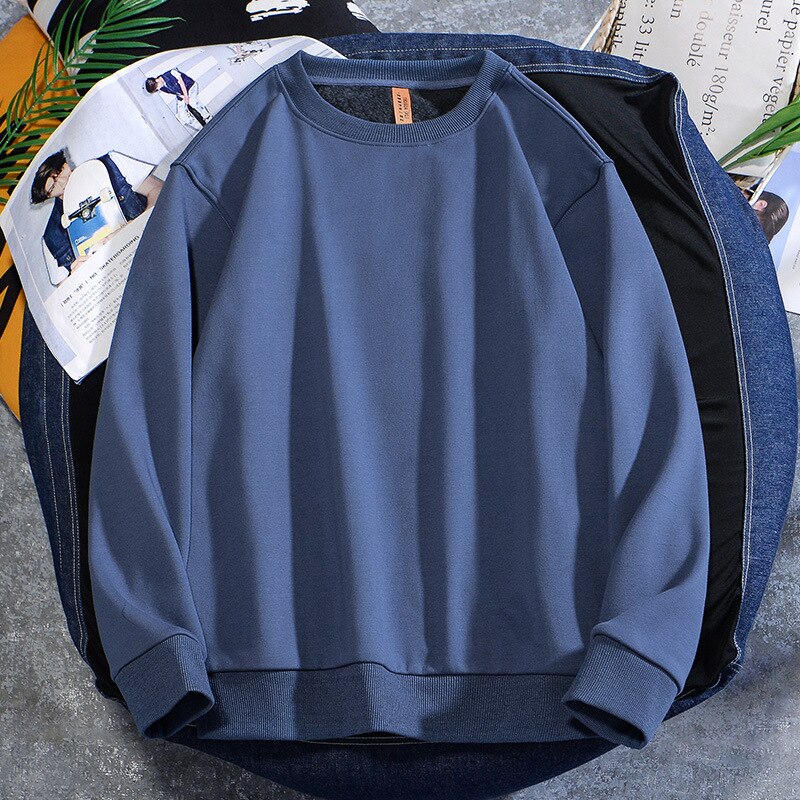 Men's Casual Cotton Fleece Long Sleeve Hoodie Sweatshirt Round Neck Multicolor