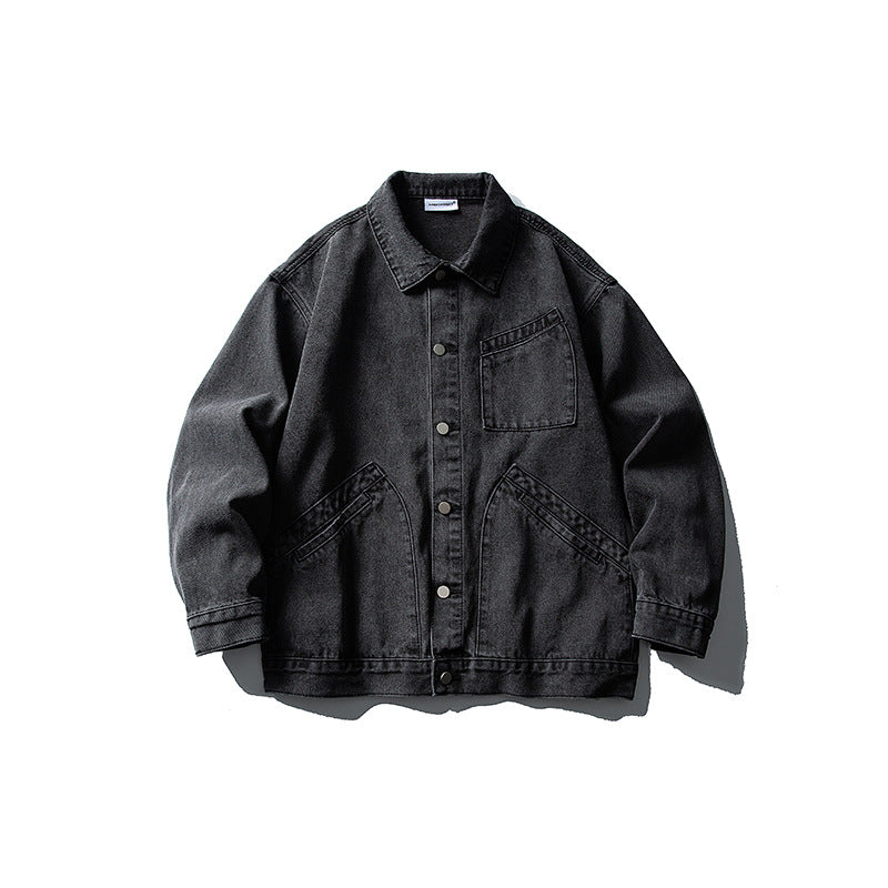 Washed Casual Workwear Denim Jacket