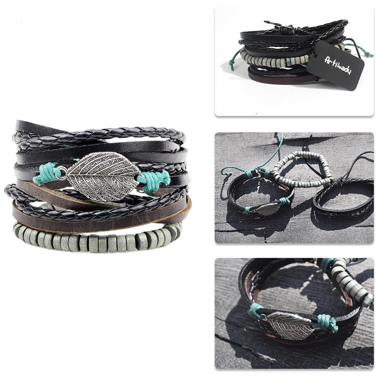 Leather Bracelet 3-piece Set