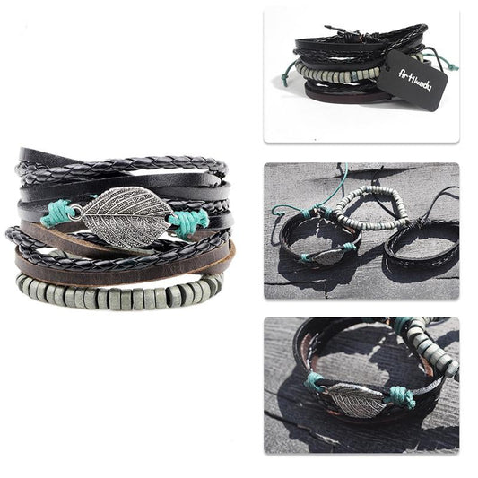 Leather Bracelet 3-piece Set