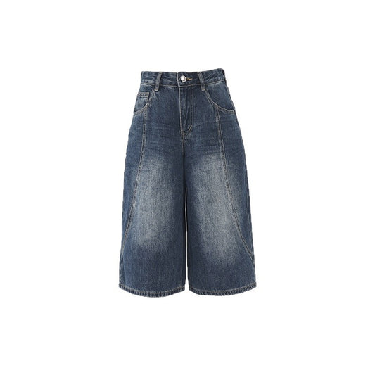 Women's Summer Design Loose Wide-Leg Scythe Denim Trousers