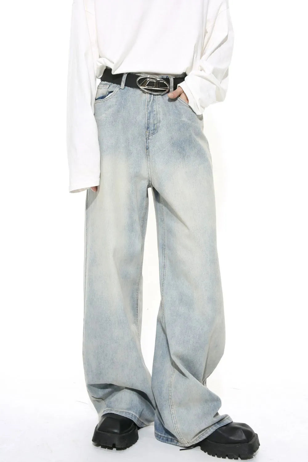 Premium Washed Straight Leg Jeans