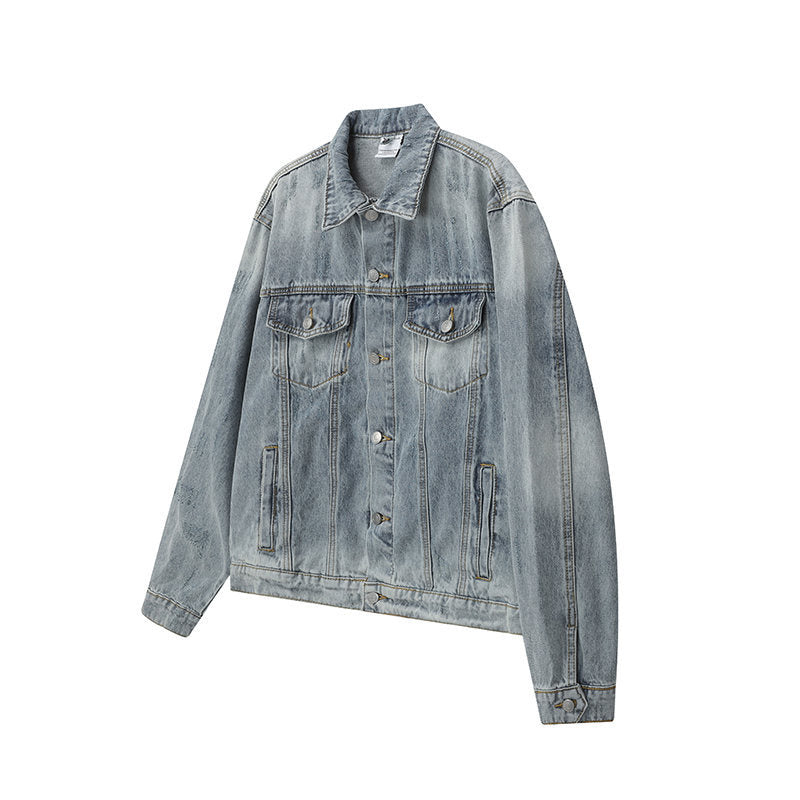 Washed Distressed Unisex Cleanfit Loose Denim Jacket