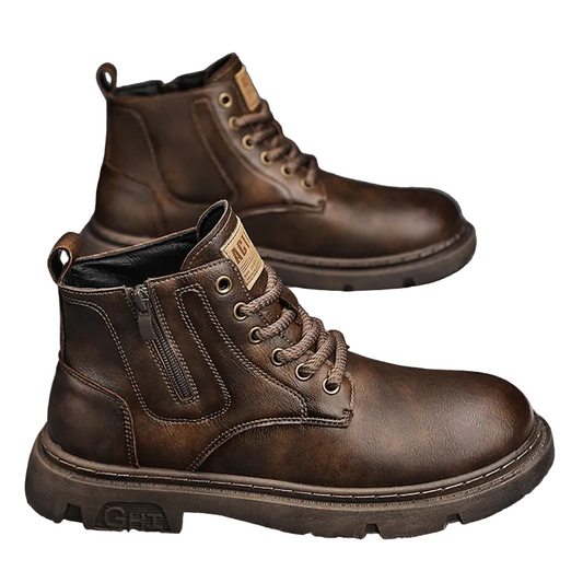 Men's British Style Short Boots with Side Zipper