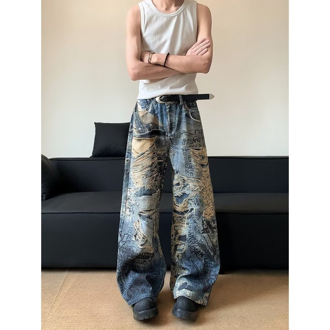 Premium Digital Direct Printing Denim Loose Pants for Men