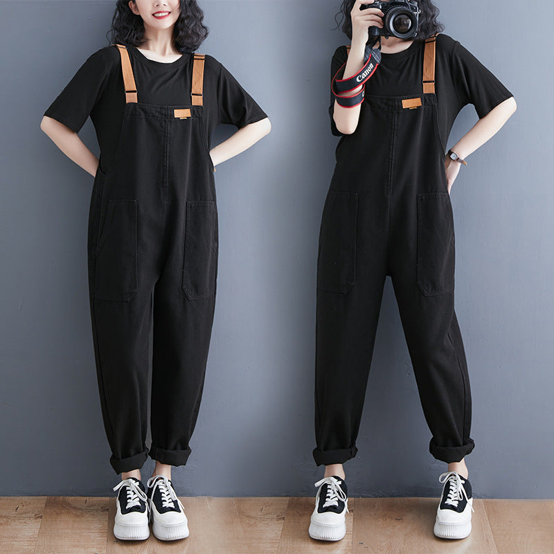 Spring Casual Loose Denim Overalls for Women