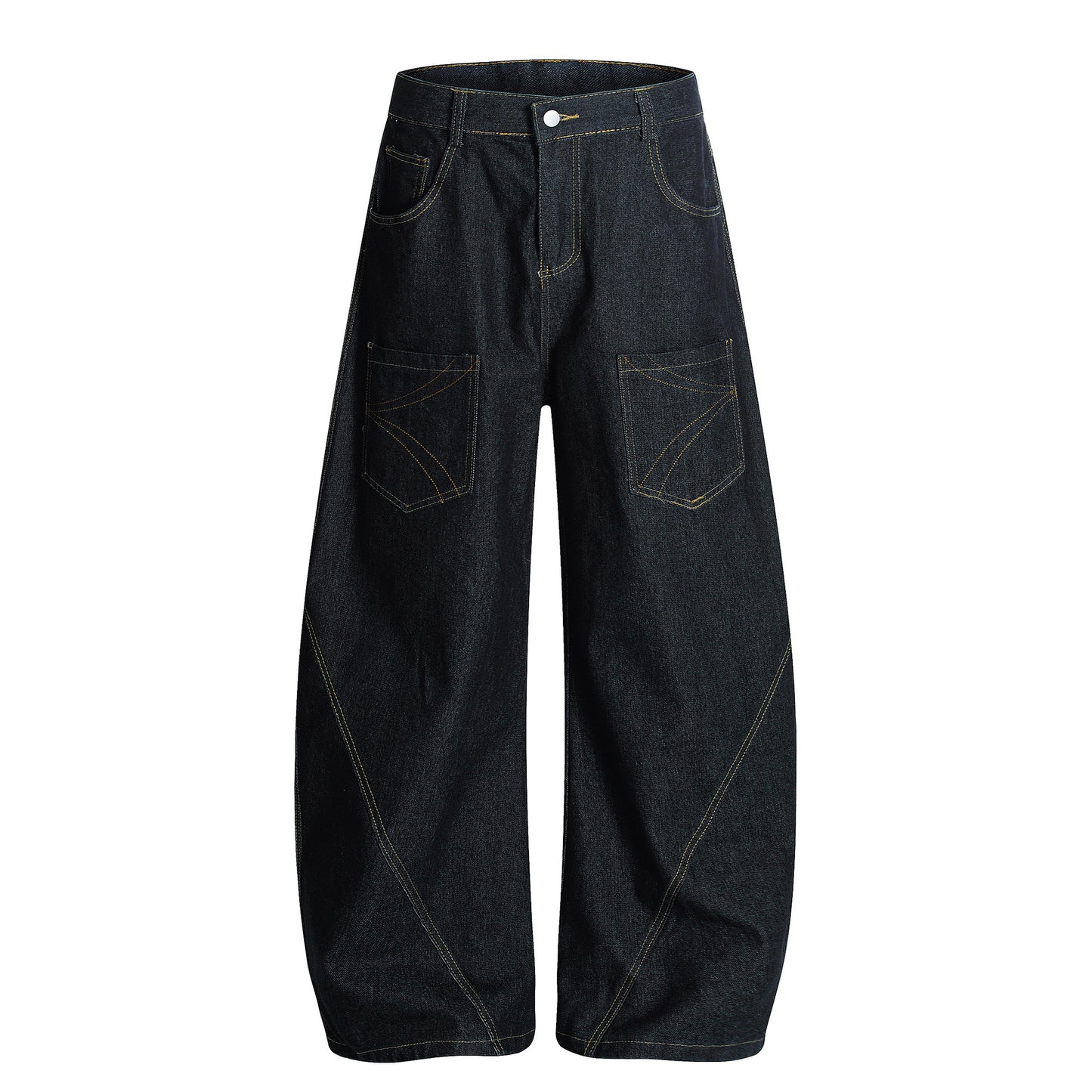 Street Style Embroidered Washed Denim Long Pants