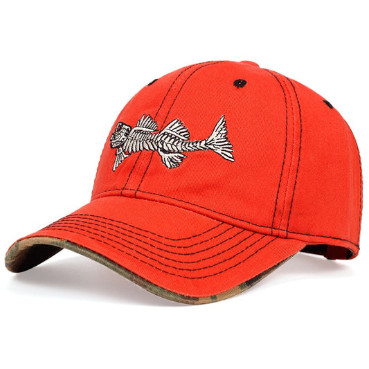 Fish Bone Embroidered Baseball Cap