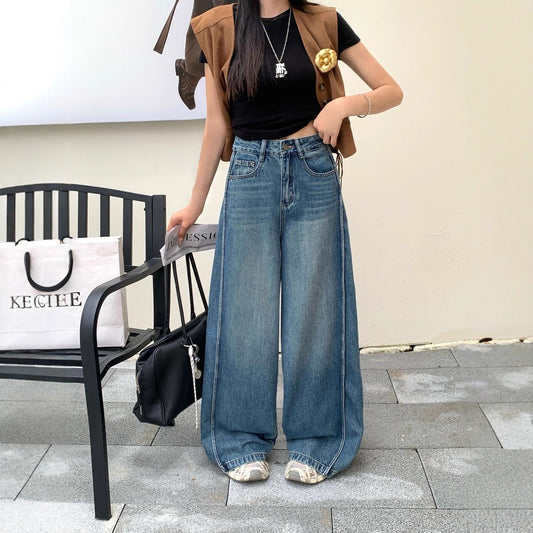 Vintage High Waist Wide-Leg Jeans for Women – Loose Fit Slimming Tall Denim Pants