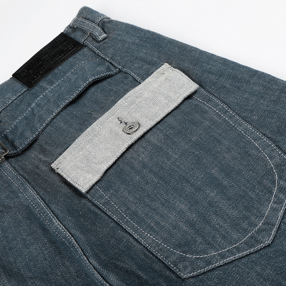 Mens Lake Green Denim Pants with Contrast Pockets — Straight Fit