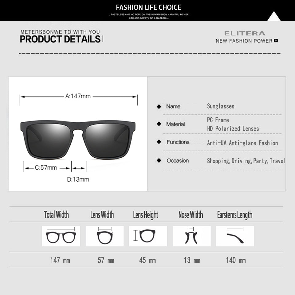 Polarized Men Sunglasses Vintage Square Driver Shades With Mirrored Lenses