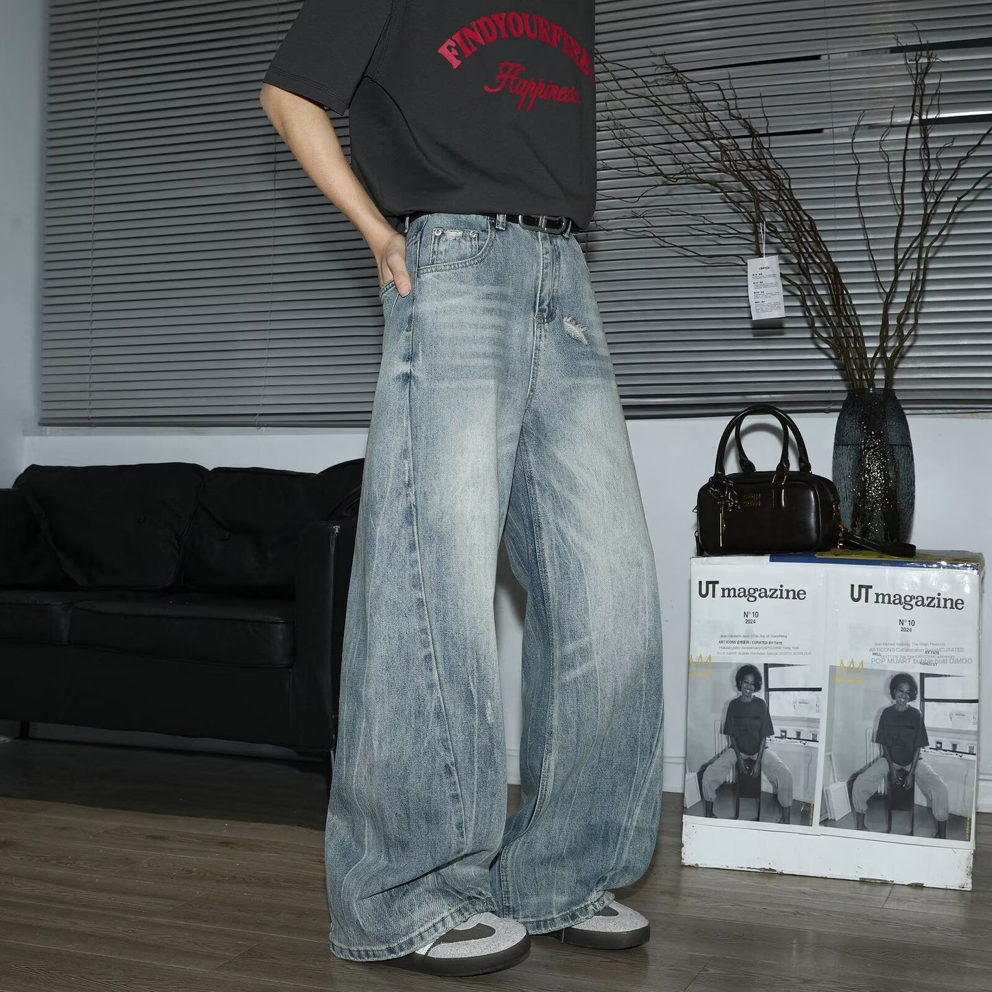 Retro Loose Wide Leg Denim Pants for Men - High Street Vibe