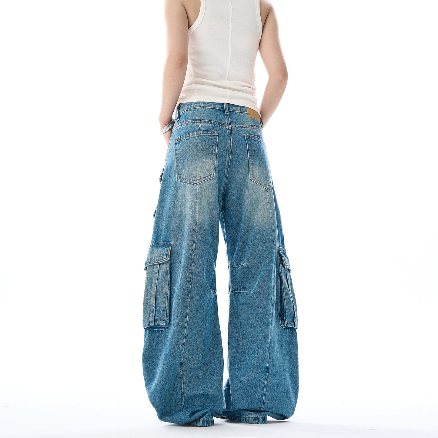 Casual Vintage Denim Wide Leg Floor Length Pants