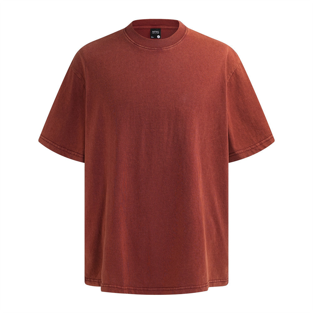Washed Solid-Color Short-Sleeve Shirt