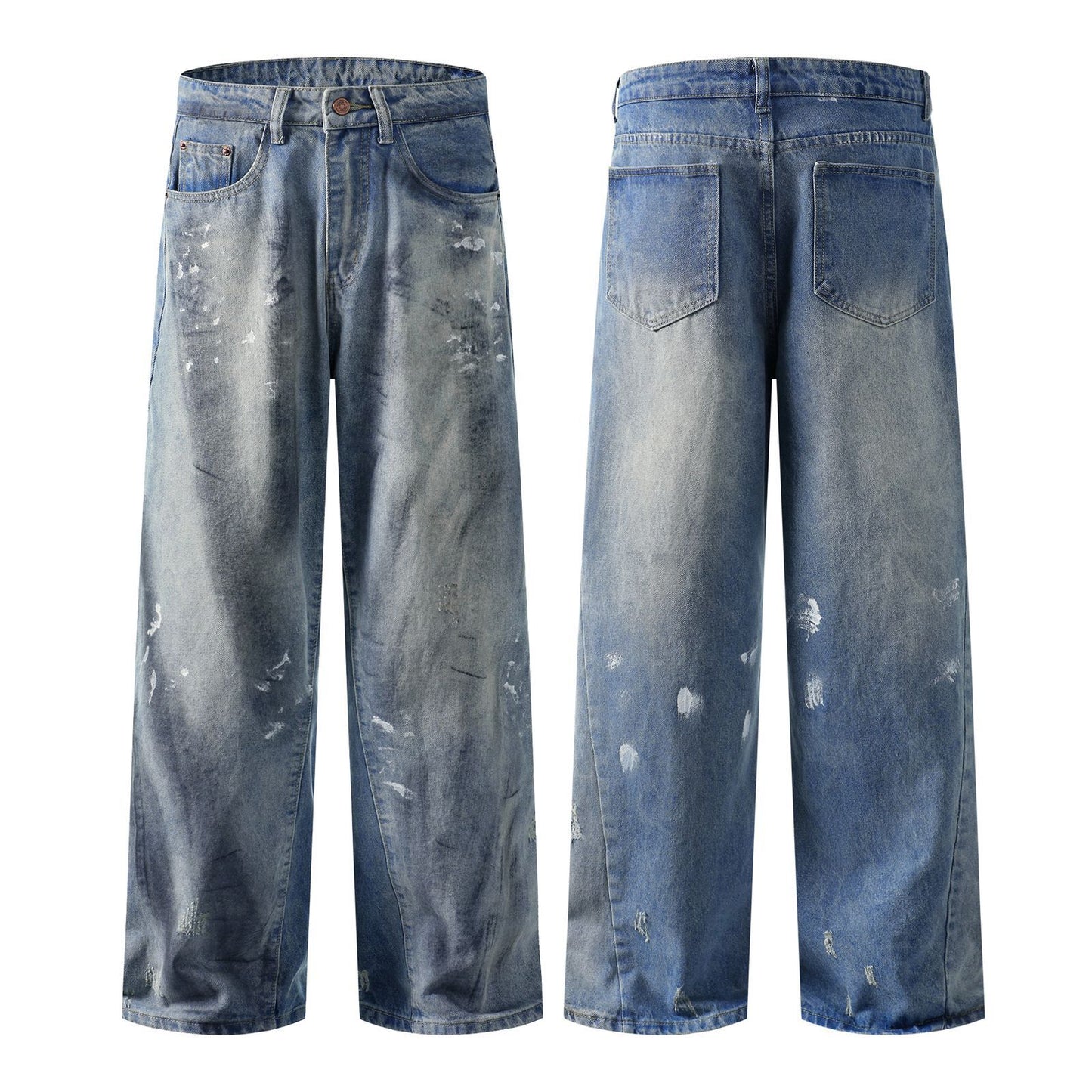Washed Distressed Design Denim Pants for Men