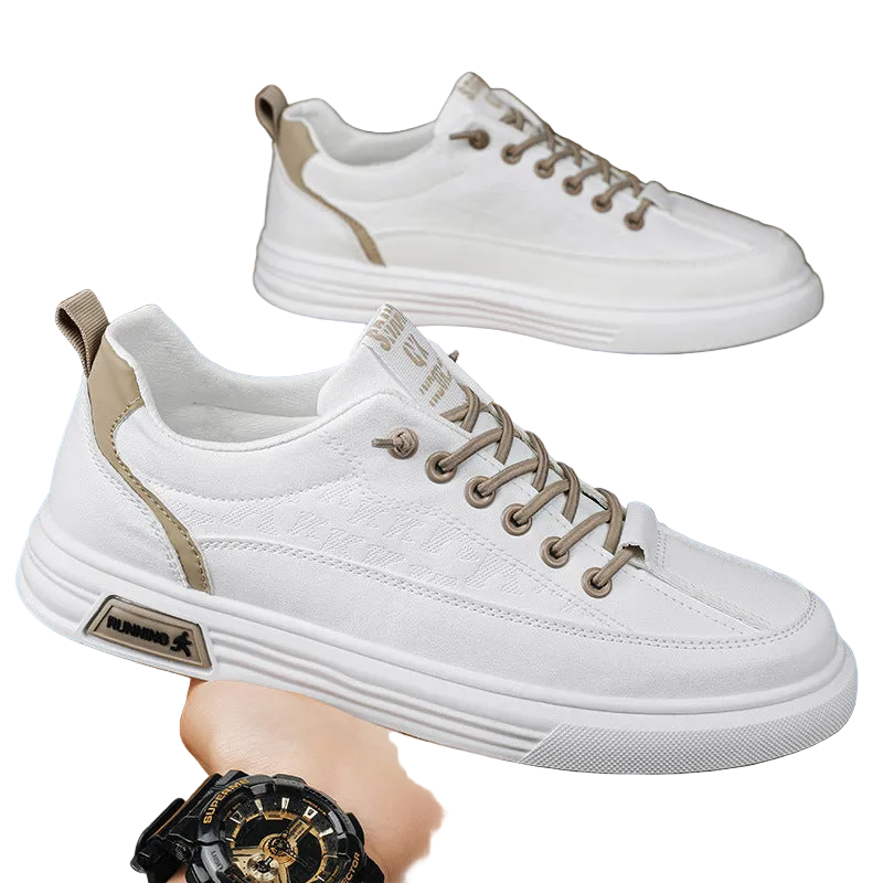 Men's Pilot Casual Sports Flat Shoes - Anti-Slip Waterproof White Leather