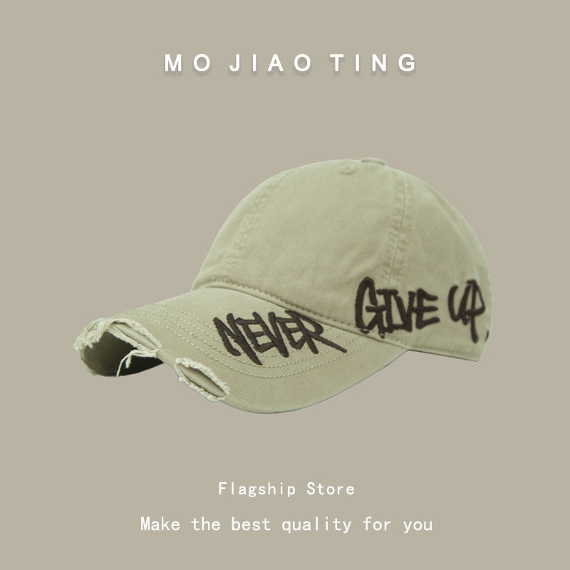 Never Give Up - Letter Embroidery Versatile Small Duckbill Hat