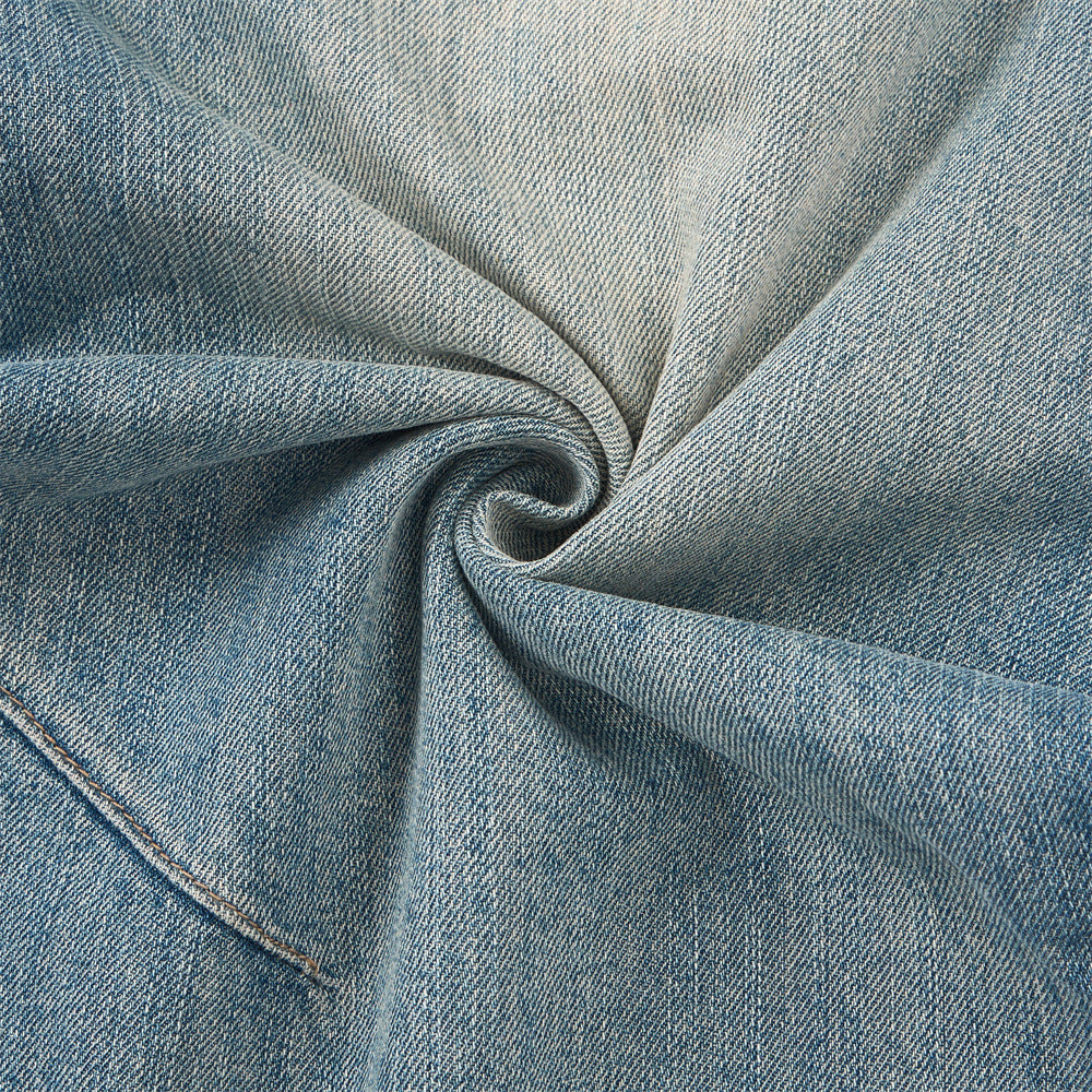 Men's Denim Pants, White Washed Patchwork Tapered Fit, Versatile Loose Fit Men's Jeans