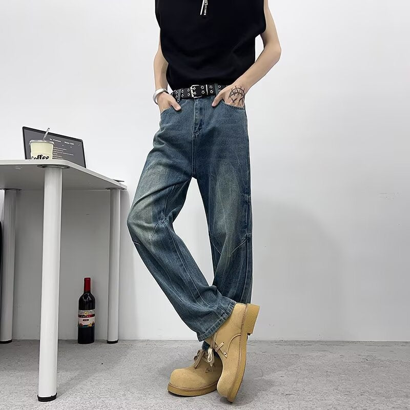 Retro Loose Casual Distressed Slimming Straight Leg Pants