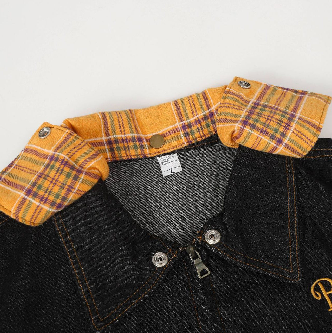 Embroidered Patchwork Washed Denim Jacket