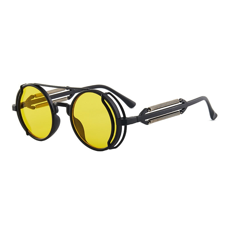 Retro Steampunk Sunglasses - UV400 Protection - Round Metal Frame