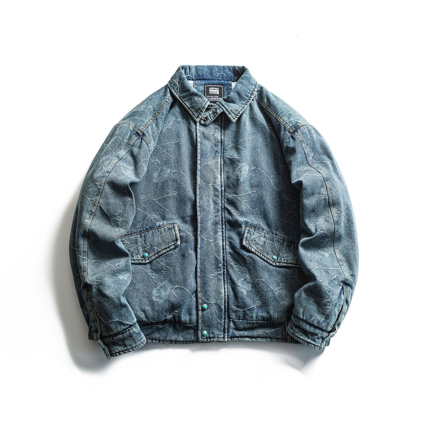 Jacquard Thick Warm Denim Cotton Coat