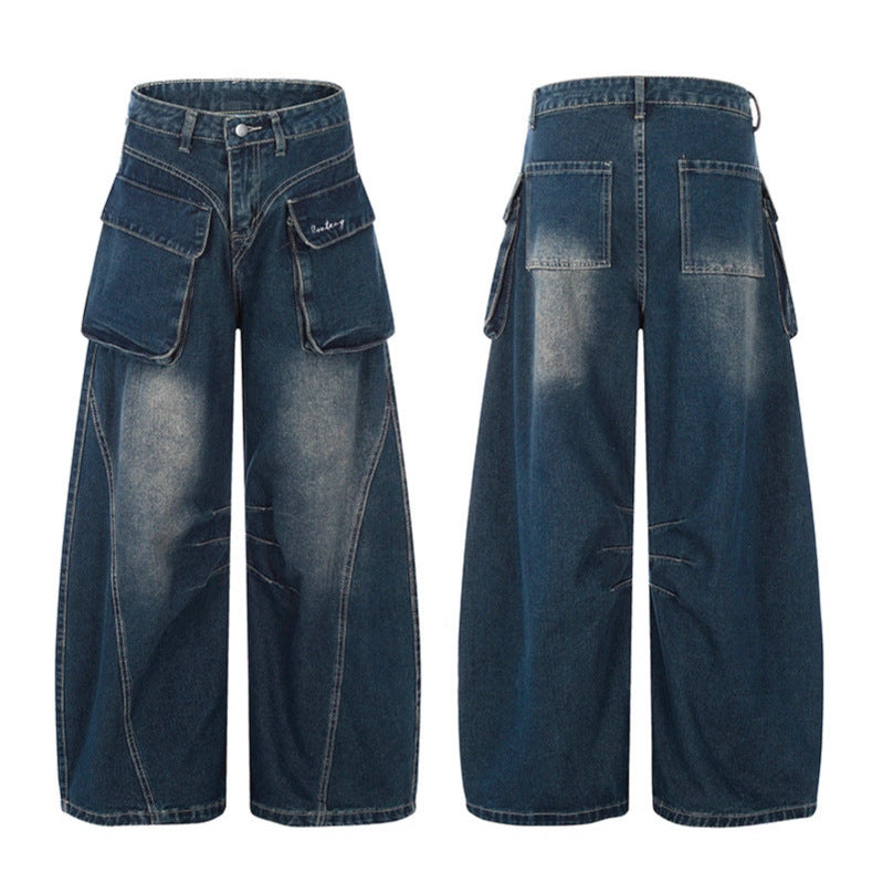 Big Pocket Blue Curved Knife Jeans - Premium Japanese Denim