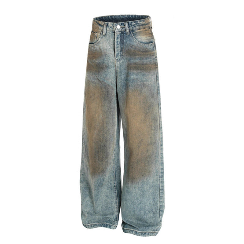 Dirty Dyed Washed High Waisted Jeans