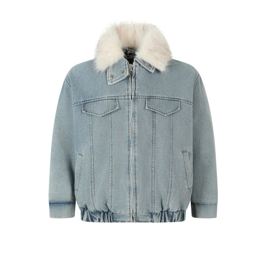 Wool Collar Denim Cotton Jacket