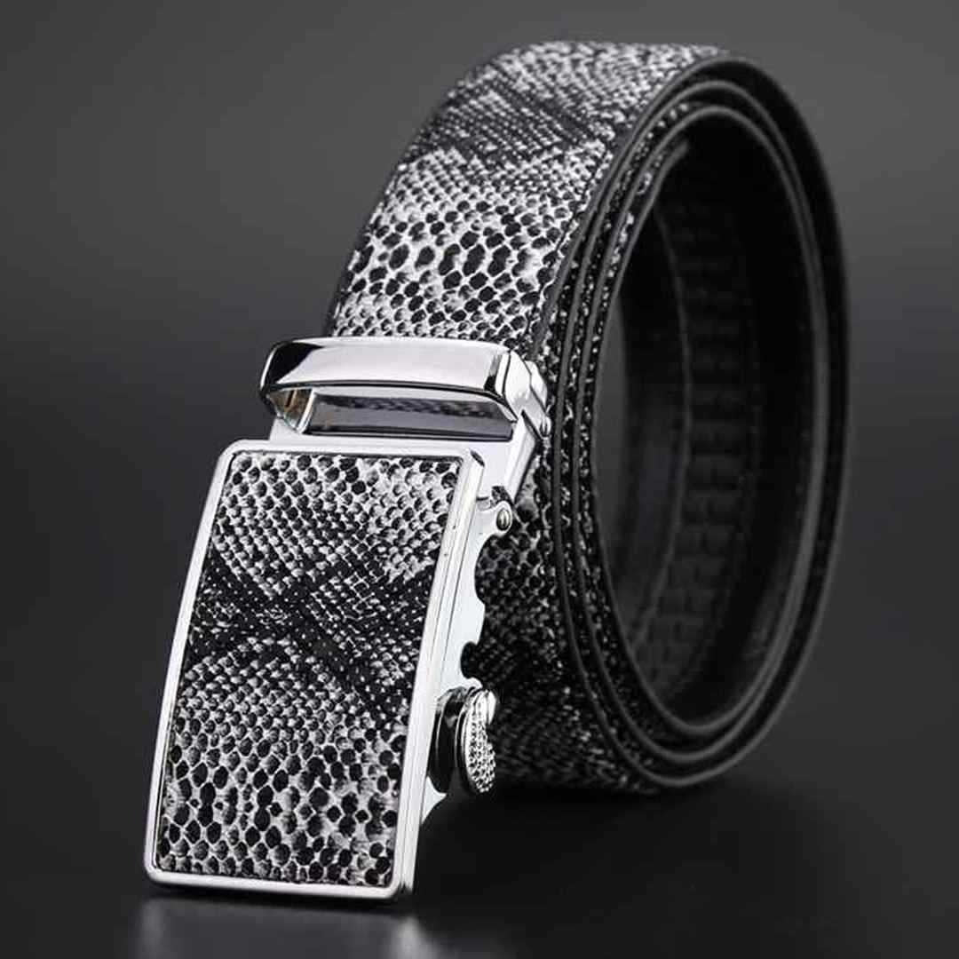 Leather Automatic Buckle Snakeskin Belt