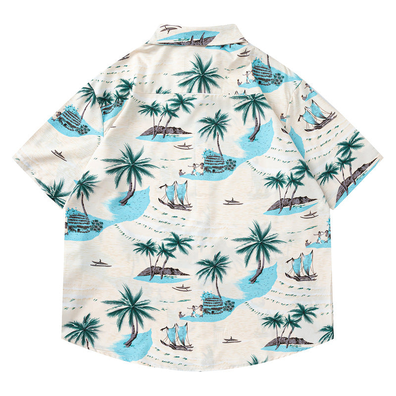 Hawaiian Short Sleeve Shirt for Men Loose Fit Vacation Style Beachwear