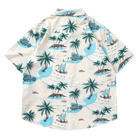 Hawaiian Short Sleeve Shirt for Men Loose Fit Vacation Style Beachwear