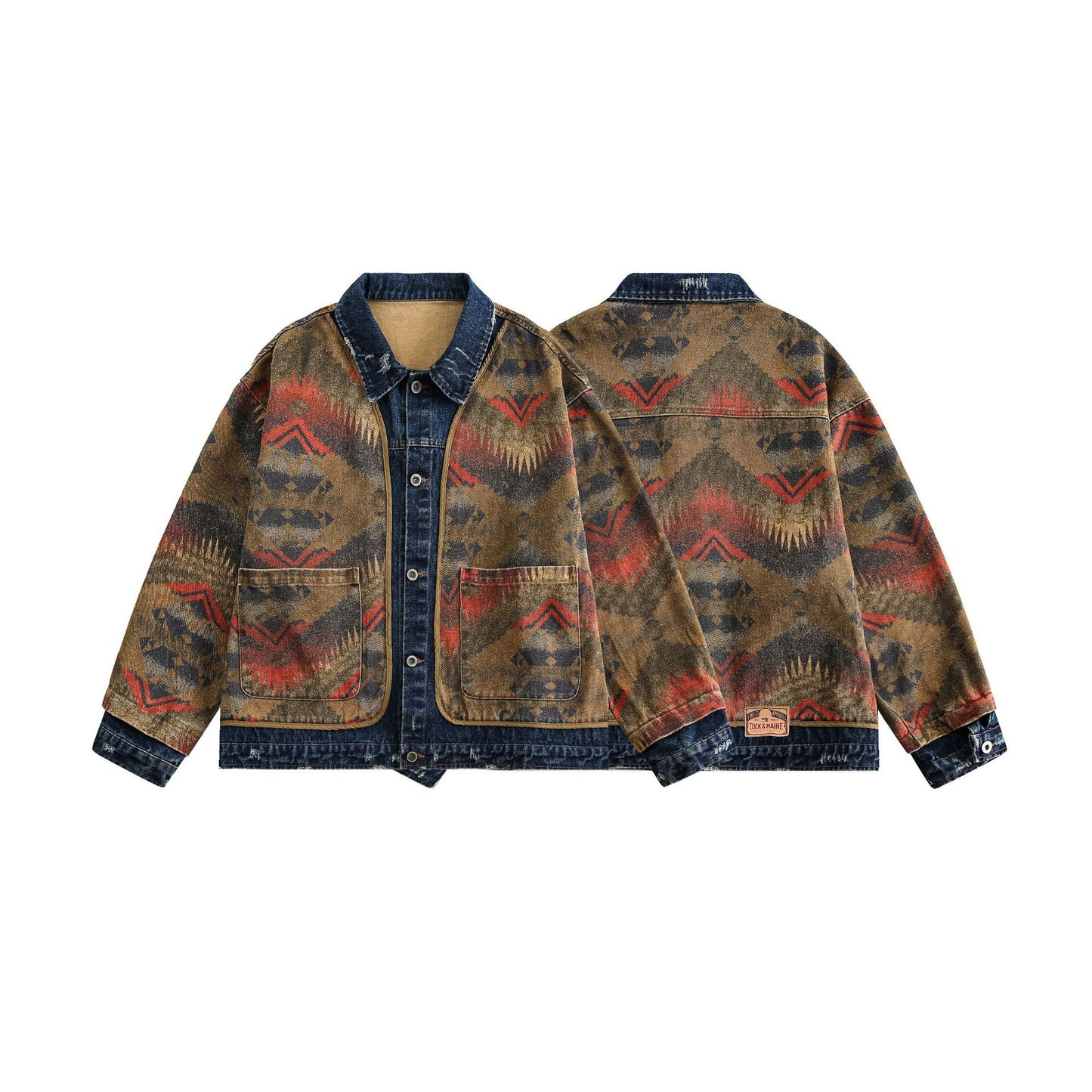 Street Western Jacquard Denim Jacket