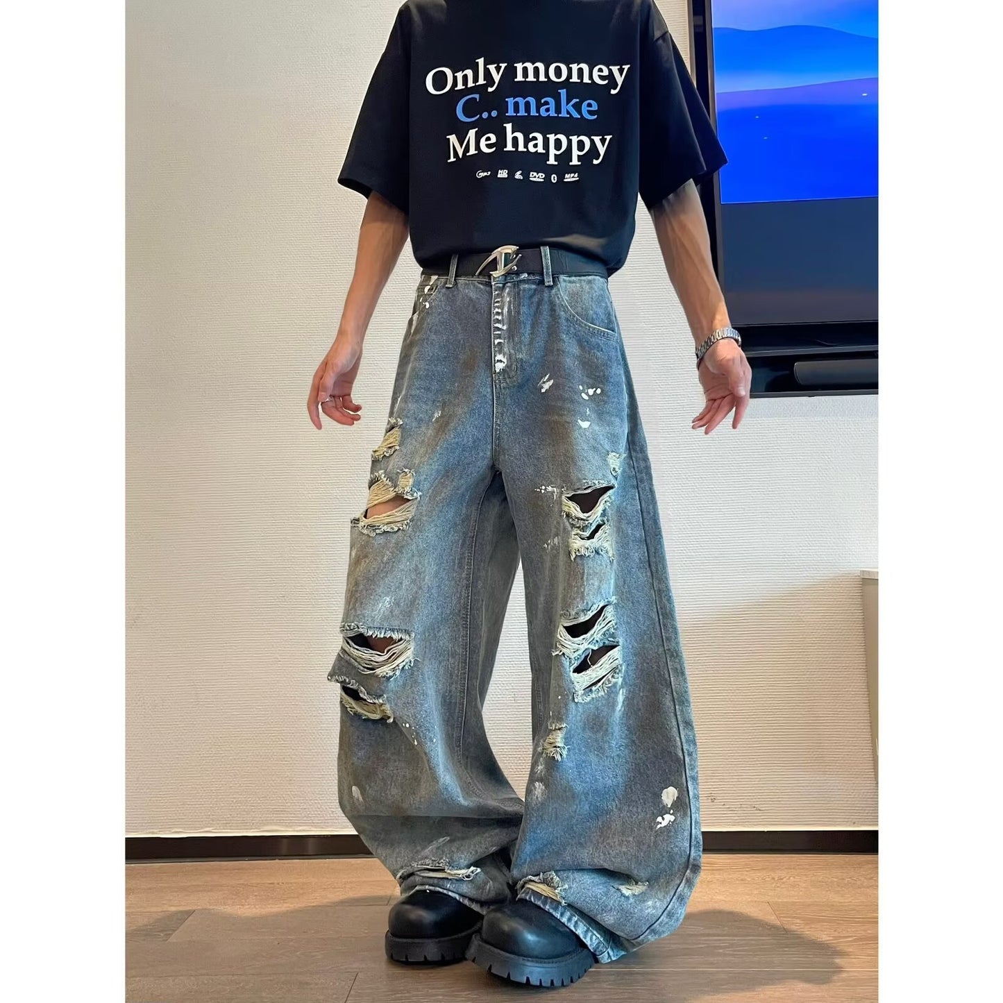 Summer New Retro Beggar Loose Wide Leg Pants