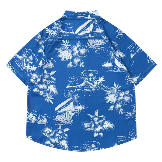 Hawaiian Short Sleeve Shirt for Men and Women Casual Couple Half-Sleeve