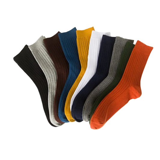 Men's Solid Color Cotton Crew Socks