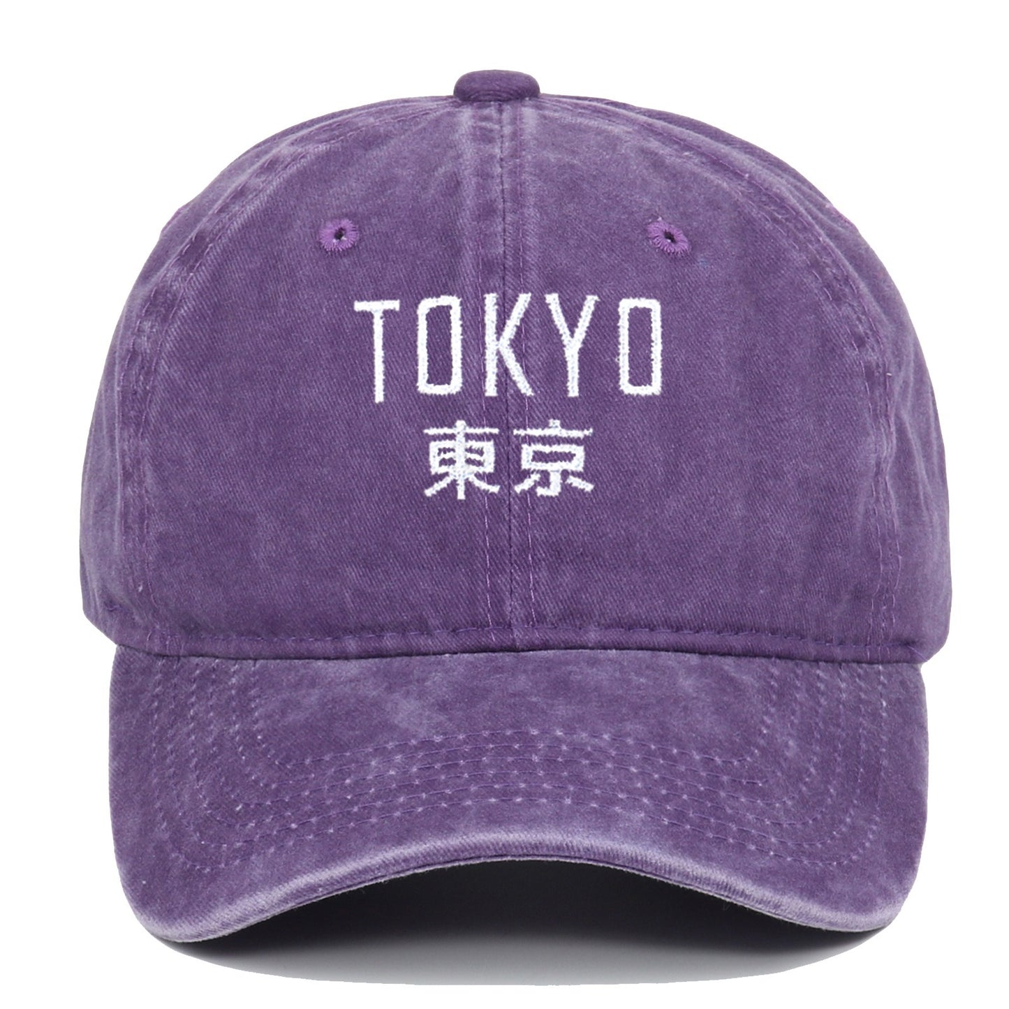 Tokyo Letter Embroidery Retro Soft Washed Baseball Cap Duck Tongue
