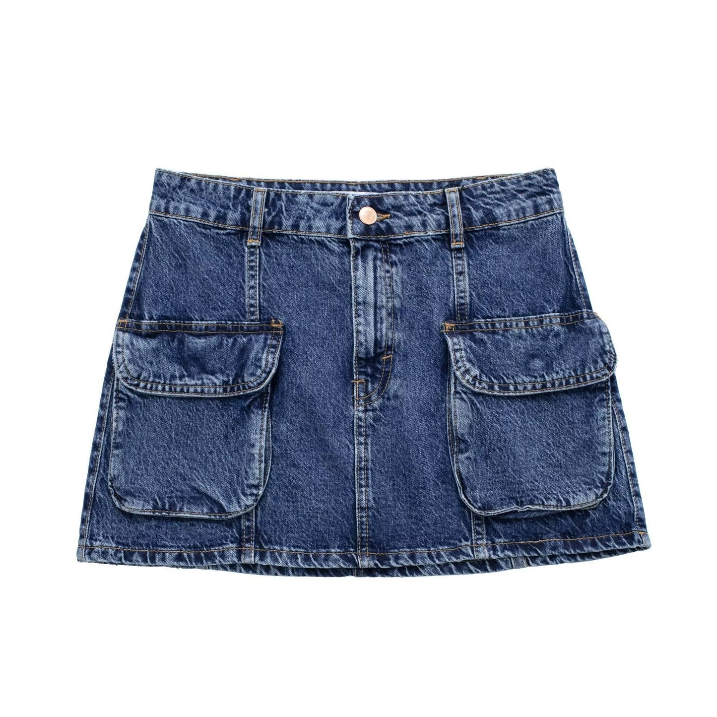Personalized Mini High Waist Denim Skirt with Pockets