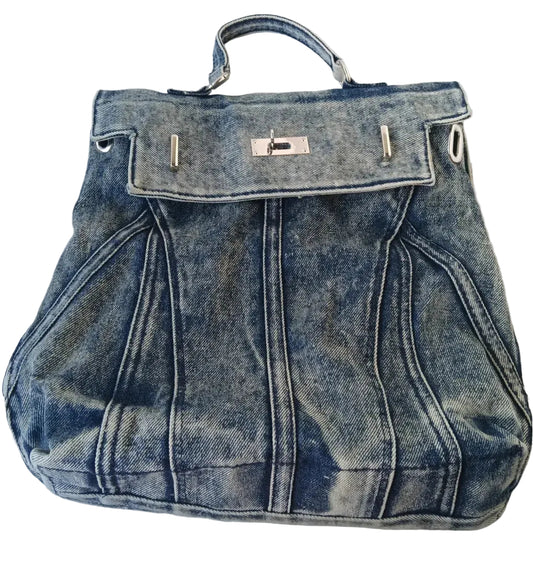 Vintage Denim Backpack for Women - Stylish Commuter Bag