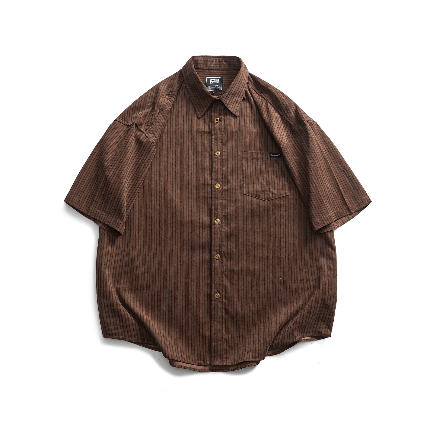 Loose Casual Striped Short Sleeved Shirt for Men