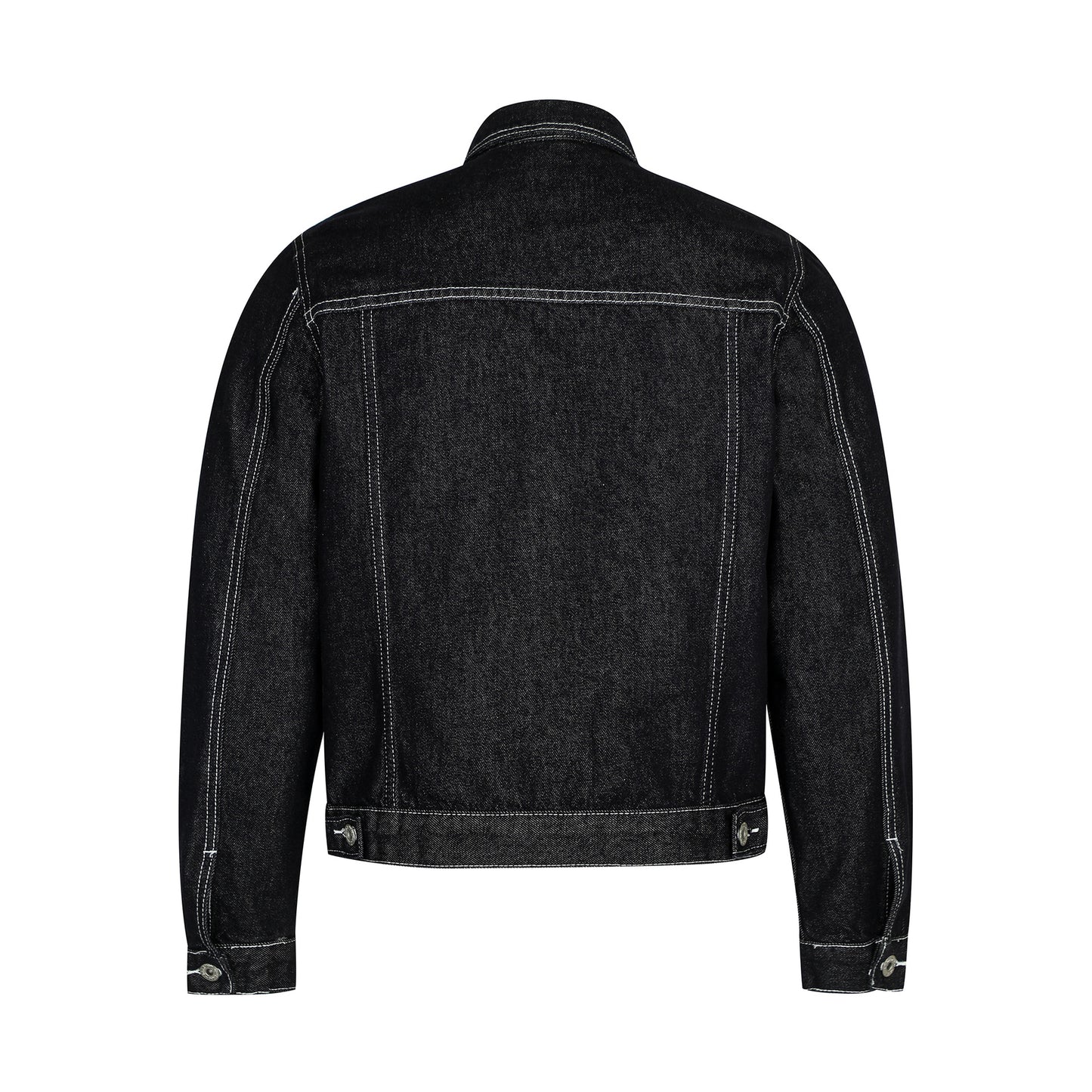 High-End Washed Raw Denim Men's Short Wide Fit Jacket with Metal Buttons