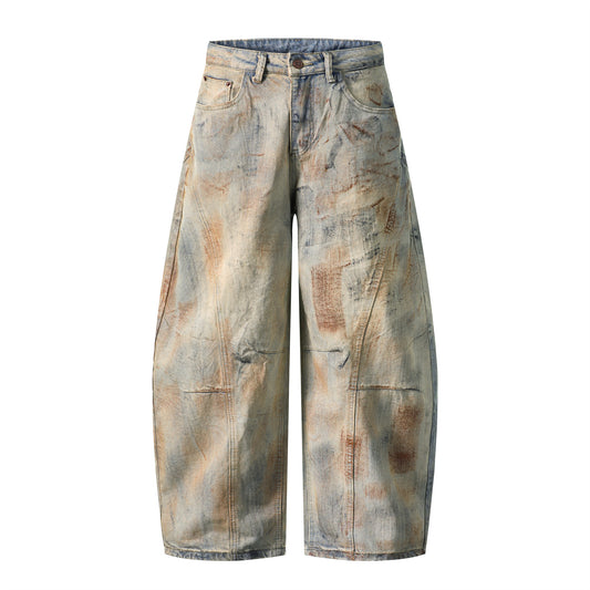 Washed Distressed Denim Long Pants - Premium Japanese Craftsmanship